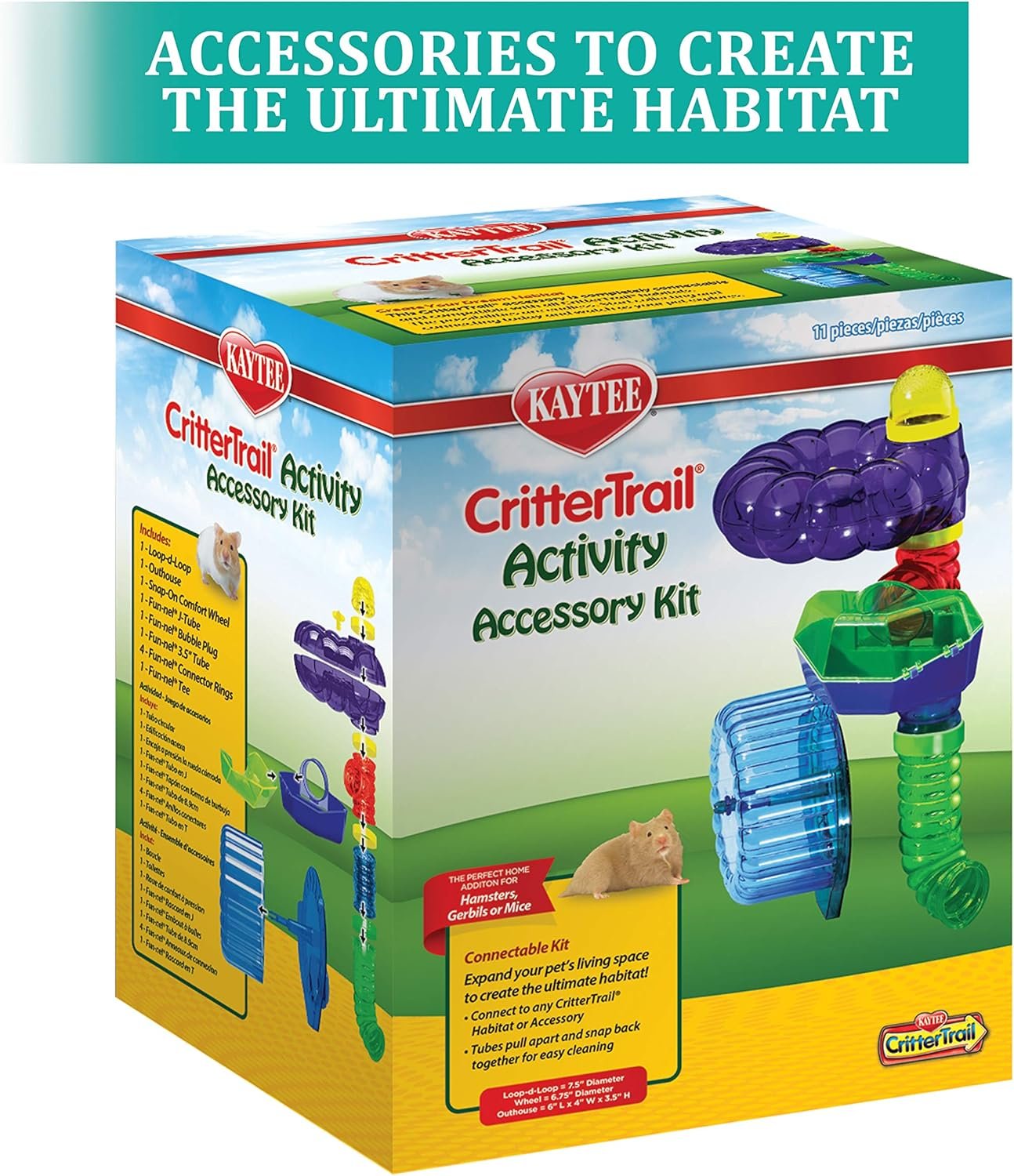 Kaytee CritterTrail Fun-nel Activity Accessory Kit Small Animal Habitat Tubes - Image 2