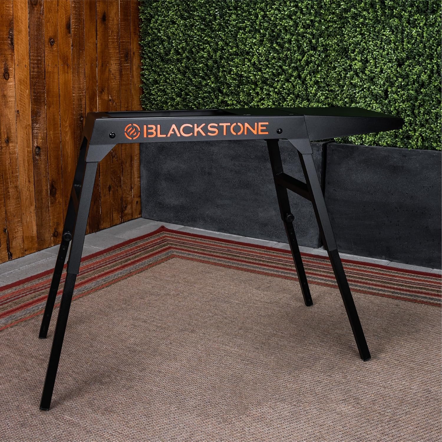 Blackstone 5013 Collapsible 17” and 22” Tabletop Griddle Stand with Adjustable Legs and a Removable Side Shelf, Powder Coated Steel, Black - Image 2