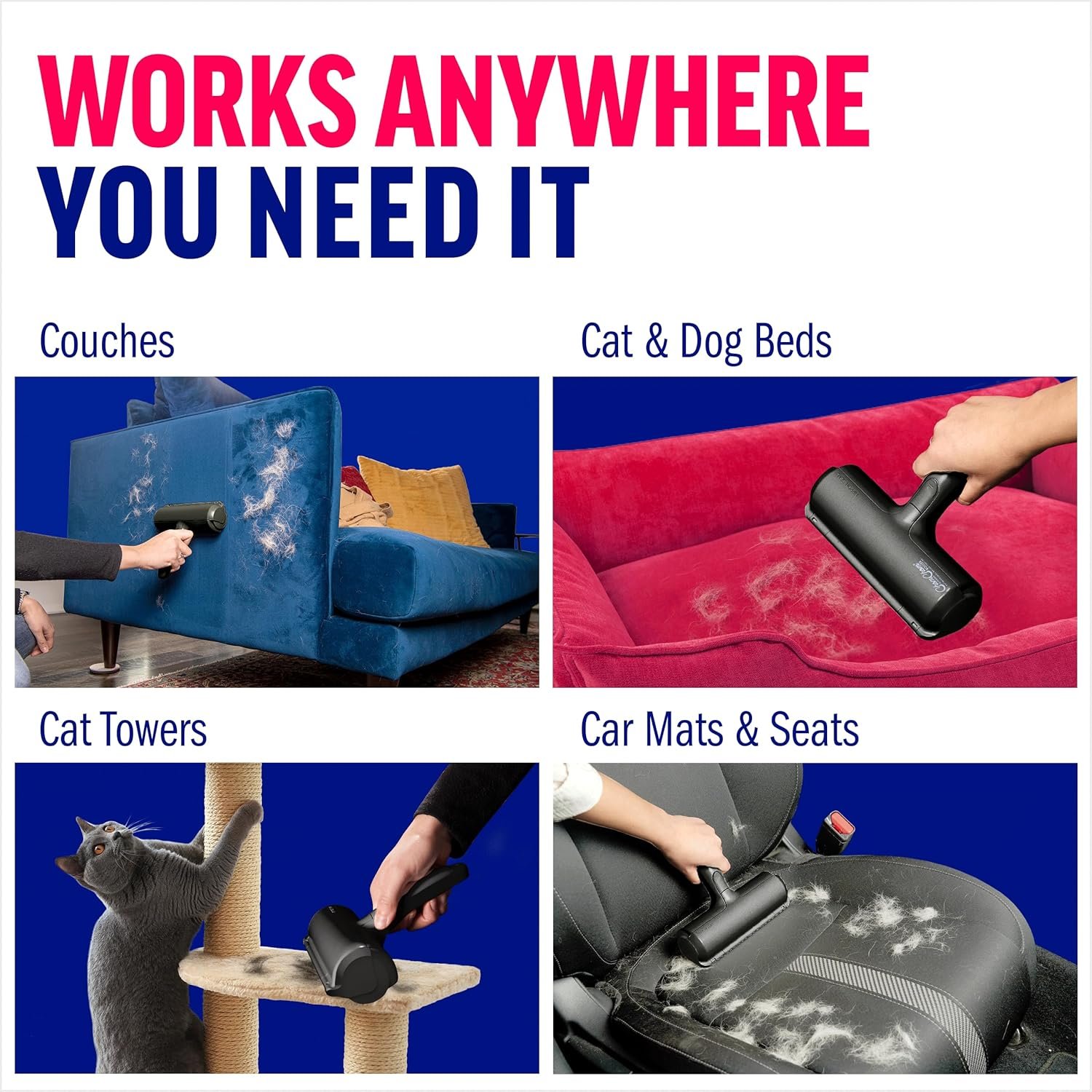 ChomChom Roller Pet Hair Remover – Original Size Reusable Lint Roller for Cat & Dog Hair on Furniture, Couch, Carpet, Car, Rugs & Bedding – Portable, Eco-Friendly (Black) - Image 6