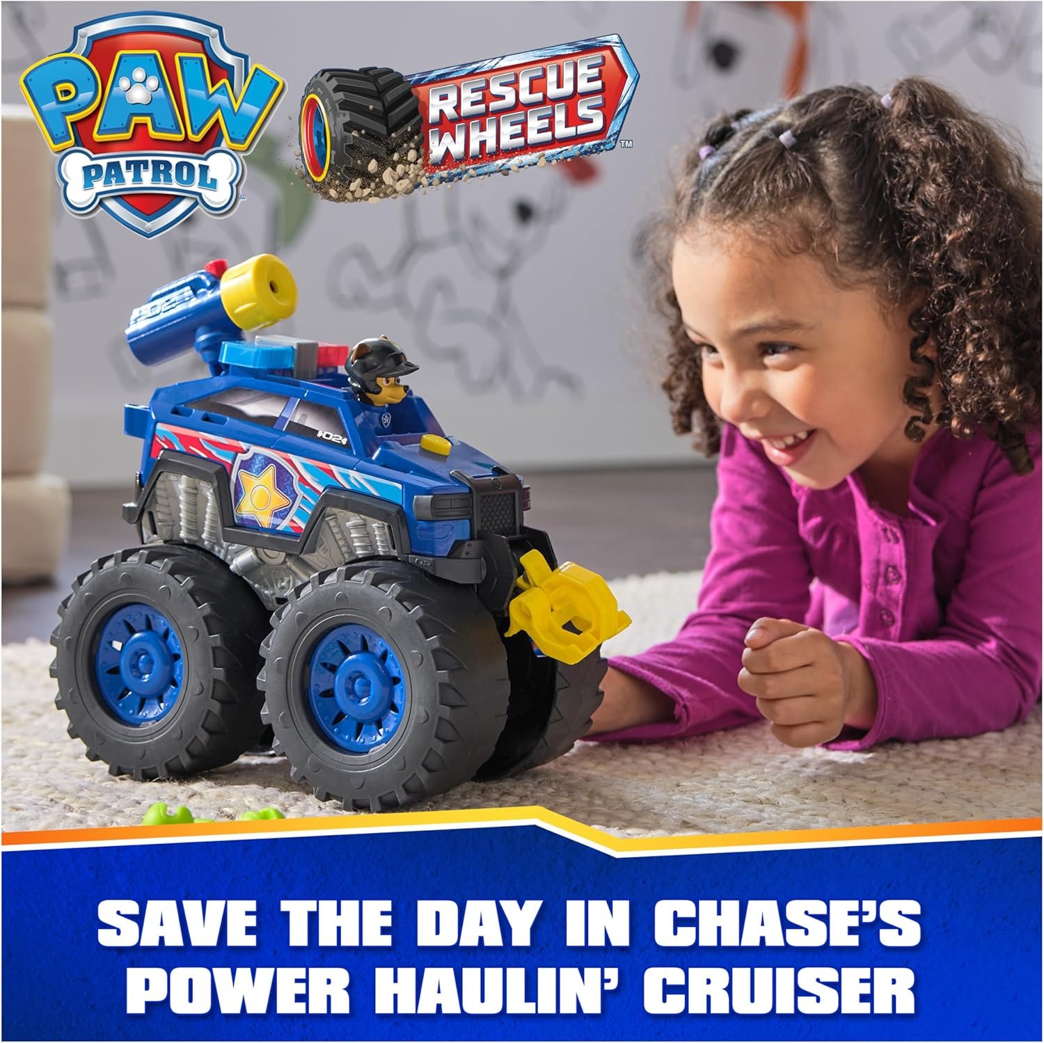 Paw Patrol: Rescue Wheels Chase’s Power Haulin’ Cruiser, Toy Truck with Launcher, Motorized Winch, Lights & Sounds, Kids Toys for Boys & Girls Ages 3+ - Image 2