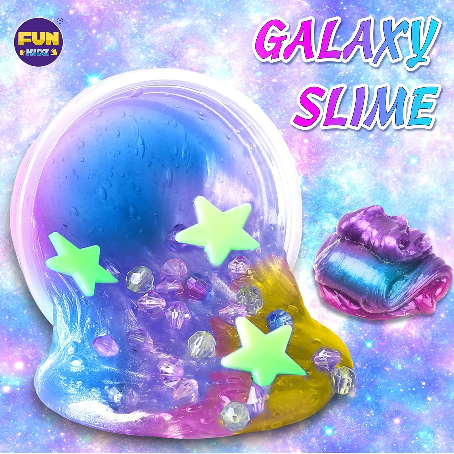 Toy Galaxy Slime Kit for Boys Girls 10-12, FunKidz Ultimate Metallic Slime Making Kit for Kids Ages 8-10 D.I.Y. Glow, Galactic, Fun Slime Gifts - Image 6