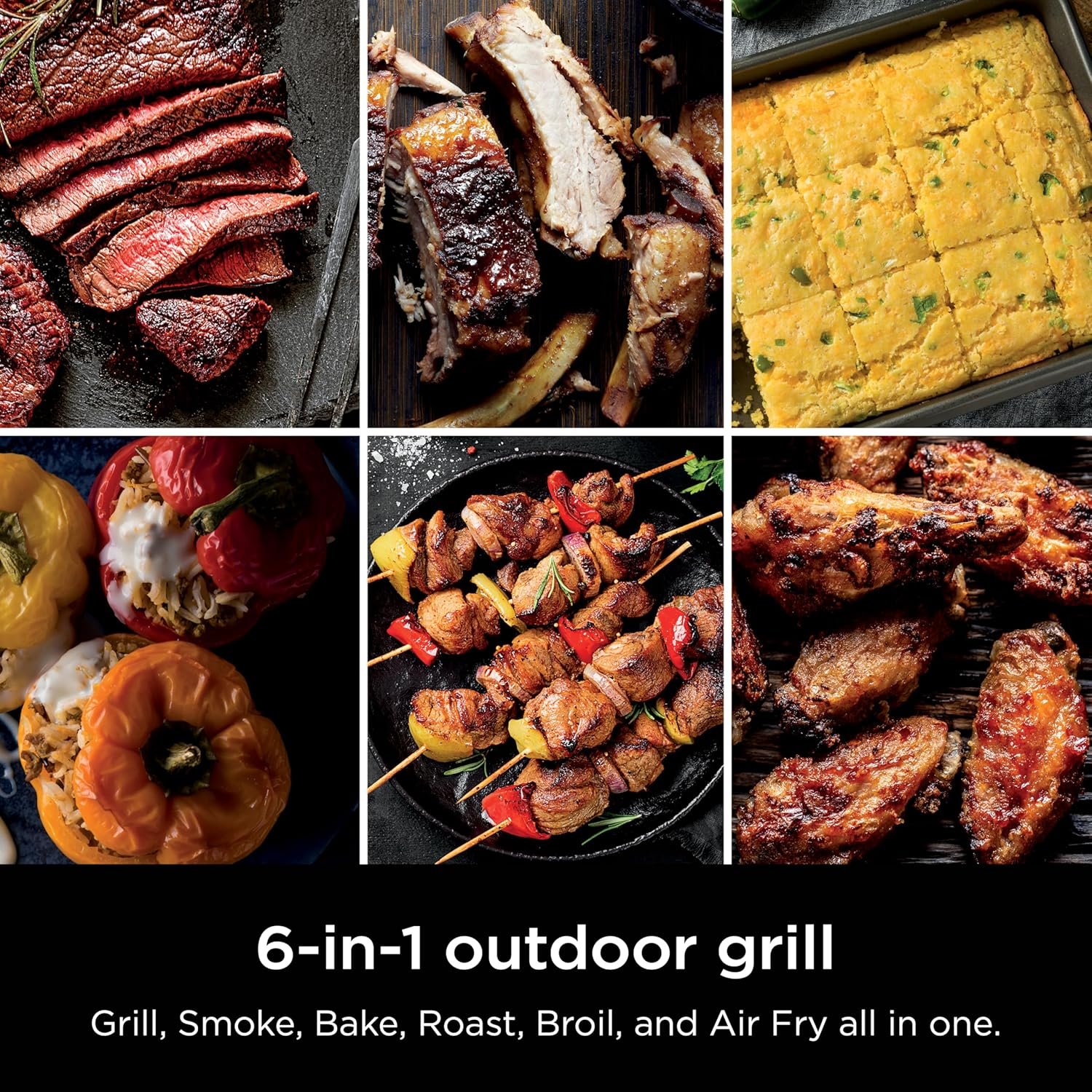 Ninja Woodfire Outdoor Grill & Smoker, 6-in-1 Functionality, Grill, Smoke, Bake, Roast, Air Fry, Broil, Authentic Woodfire Flavors, Electric Heat, OG321 - Image 3