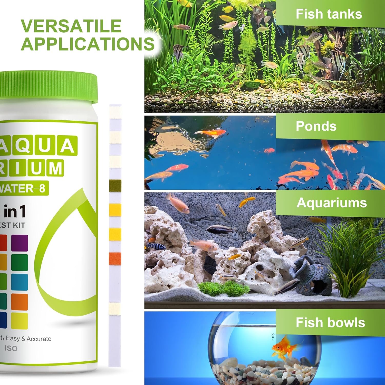AAwipes 8-in-1 Aquarium Test Kit for Fish Tanks - Quick & Accurate Water Testing Strips for Aquariums & Ponds. Tests pH, Ammonia, Alkalinity, Hardness, Chlorine, etc. (K02-50) - Image 4