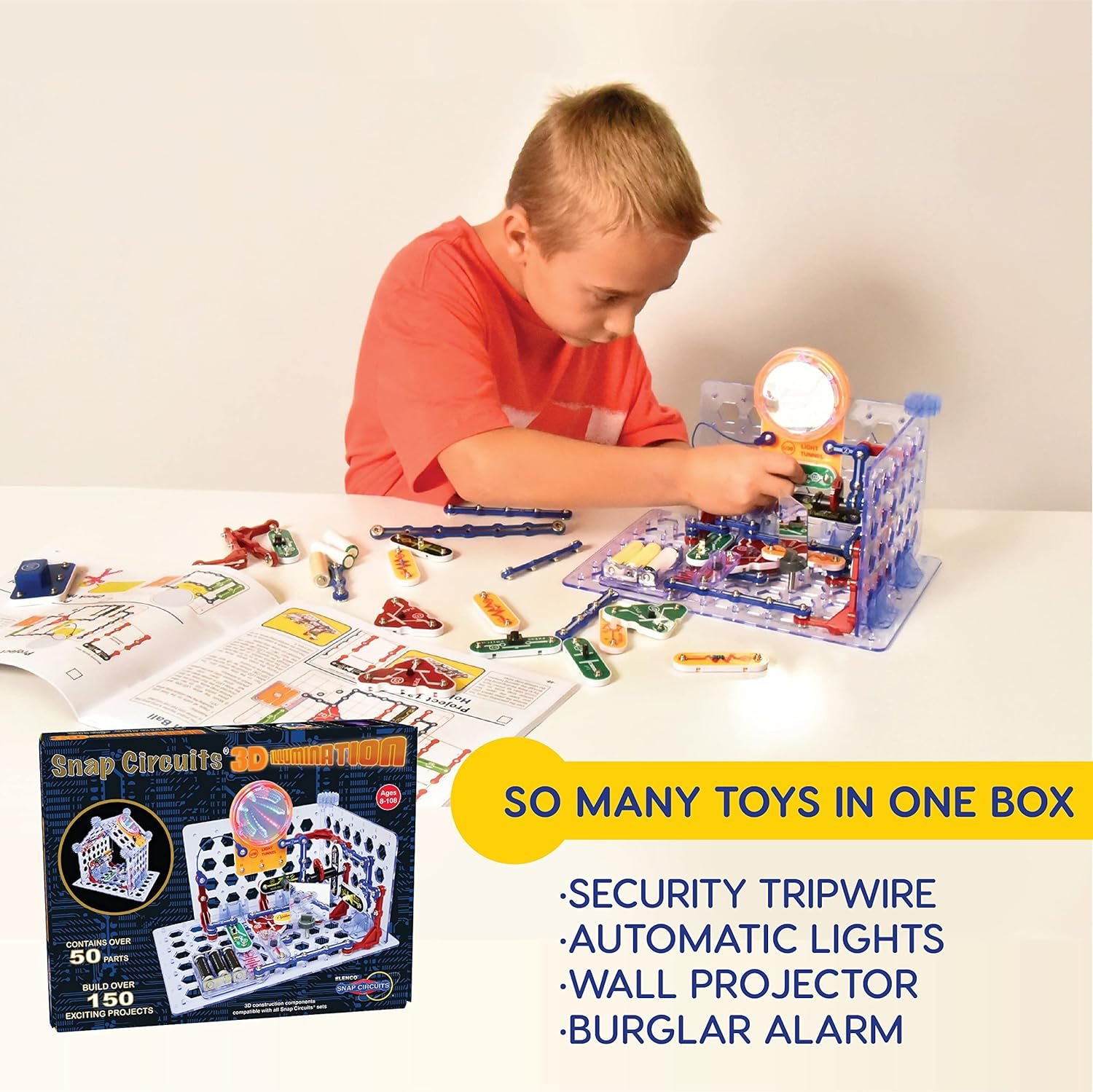 Snap Circuits 3D Illumination Electronics Exploration Kit | Over 150 STEM Projects | Full Color Project Manual | 50 Parts | STEM Educational Toys for Kids 8+ - Image 3