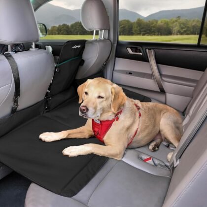 Kurgo Rover Backseat Bridge Dog Car Extender, Seat Bridge for Dogs, Padded Pet Car Barrier, Reversible, Water Resistant, Universal Fit, Up to 75 lbs