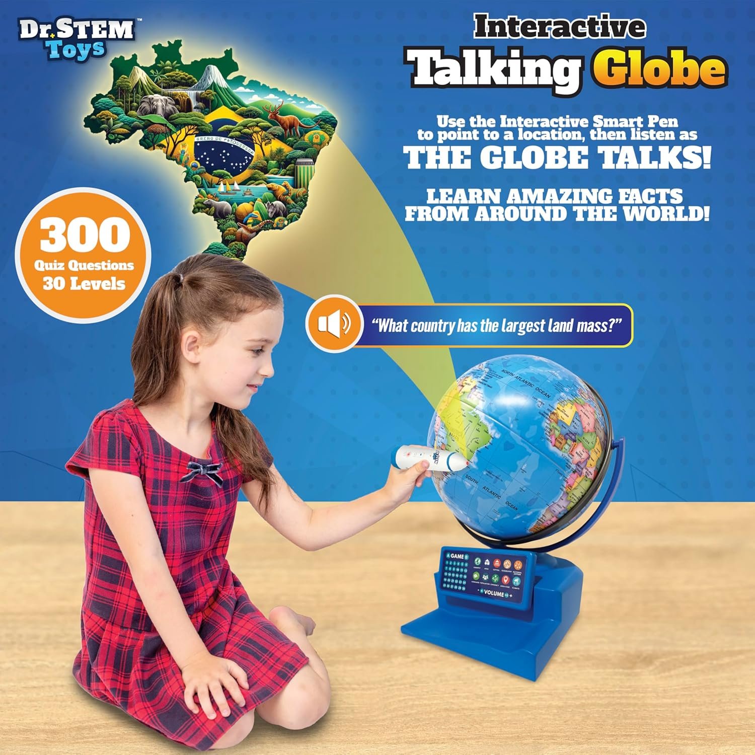 Dr. STEM Toys Interactive Talking Globe with Smart Pen, Game Panel, 300+ Geographic Quiz Questions, Touch & Learn, Music, and More - Educational Toy for Kids Ages 6+ - Image 4