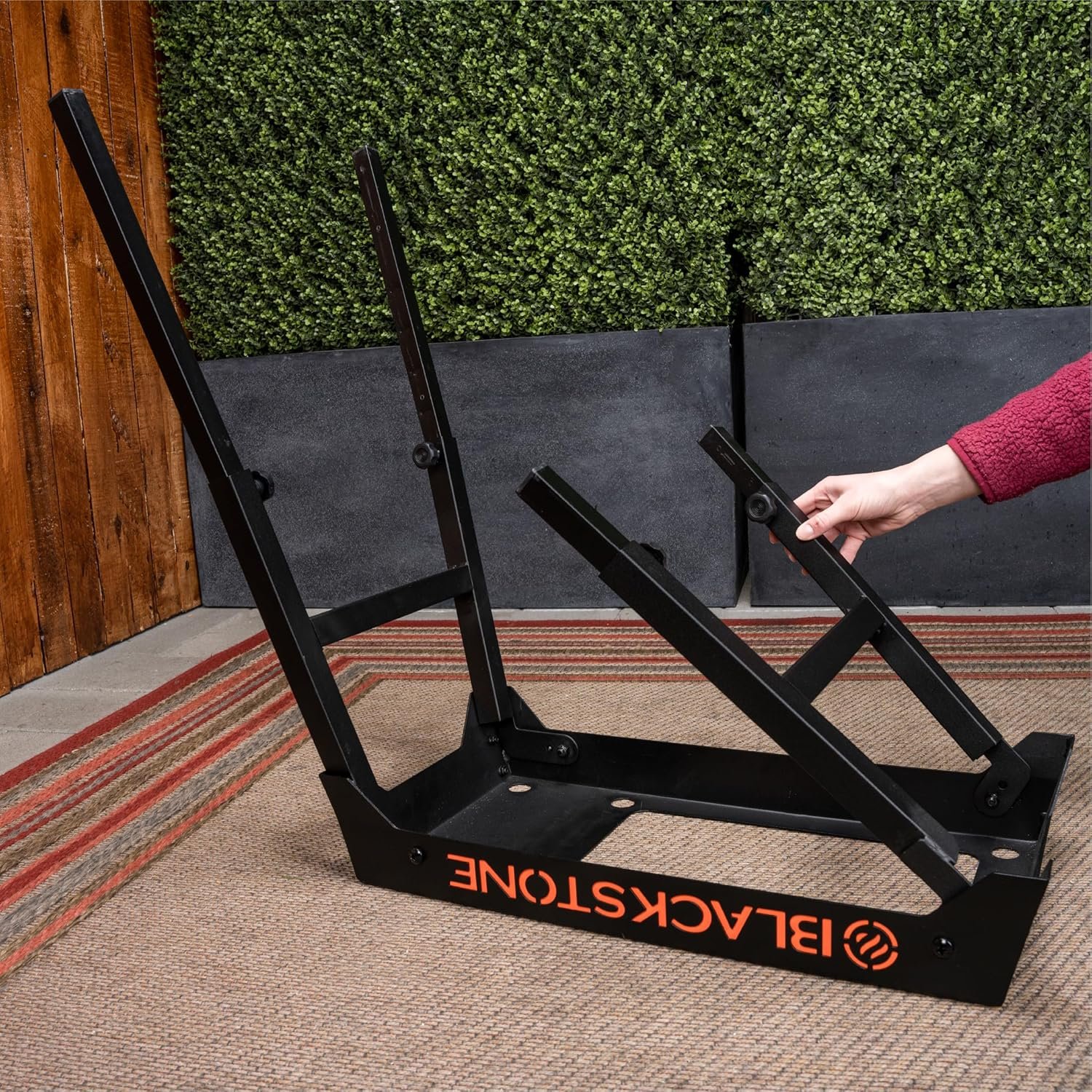 Blackstone 5013 Collapsible 17” and 22” Tabletop Griddle Stand with Adjustable Legs and a Removable Side Shelf, Powder Coated Steel, Black - Image 6