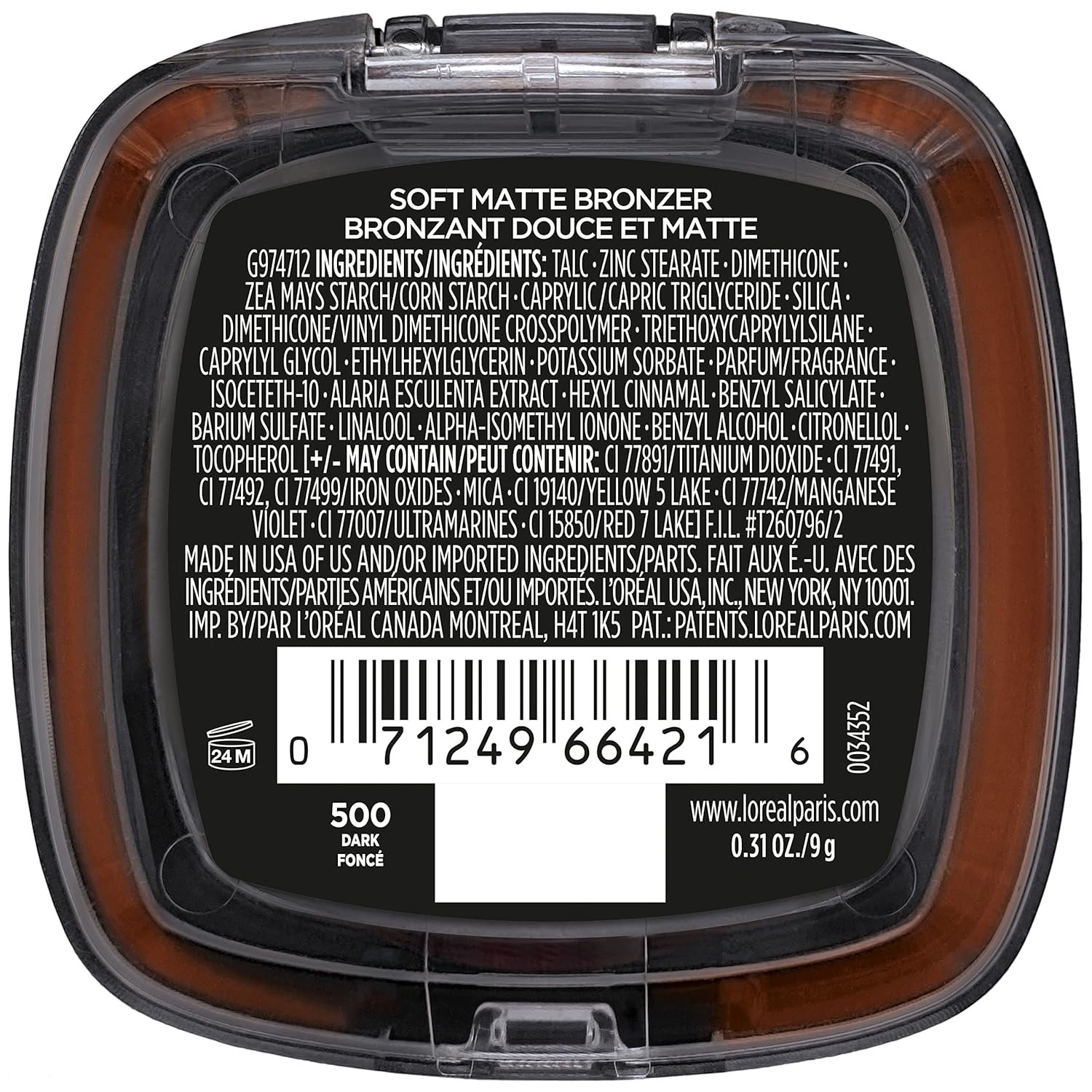 L'Oreal Paris Infallible Up to 24H Fresh Wear Soft Matte Longwear Bronzer. Waterproof, heatproof, Transfer, humidity and sweatproof, Dark, 0.31 oz - Image 6