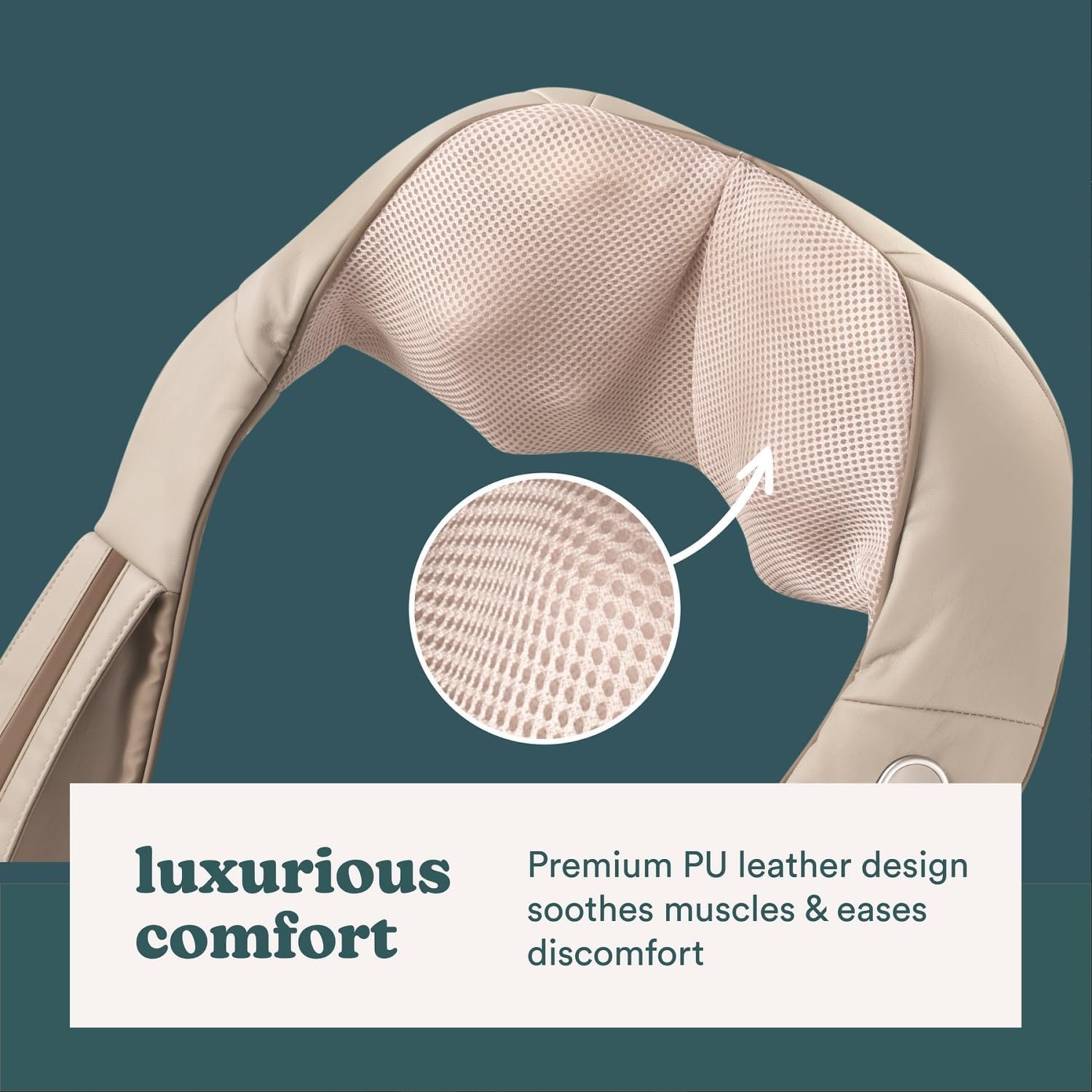 HoMedics Shiatsu Deluxe Neck & Shoulder Massager with Heat, 3 Speeds, Changes Direction, Muscle Kneading for Back, & Legs, Portable, Convenient Straps, Thera-P, Beige - Image 6