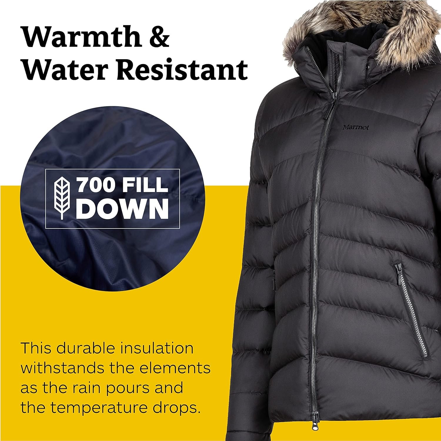 MARMOT Women's Ithaca Jacket - 700-Fill Down-Insulated, Water-Resistant Coat with Zip-Off Hood and Removable Fur Ruff - Image 4