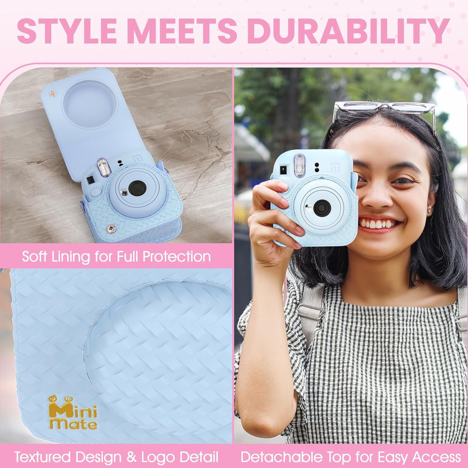 Fujifilm Instax Mini 12 Instant Camera Pastel Blue + Minimate Custom Designed Case + Fuji Instax Film 10 Sheets & Album - Image 6