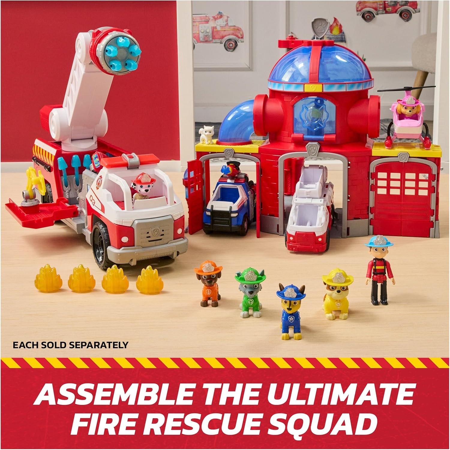 Paw Patrol Fire Rescue: Rapid Reload Fire Truck with Marshall Figure, Quick-Fire Launcher, Lights & Sounds, Kids Toys for Boys & Girls Ages 3 and Up - Image 5