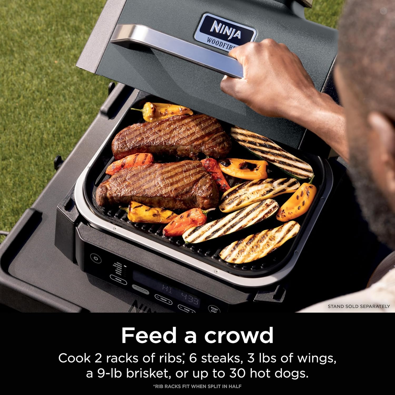 Ninja Woodfire Outdoor Grill & Smoker, 6-in-1 Functionality, Grill, Smoke, Bake, Roast, Air Fry, Broil, Authentic Woodfire Flavors, Electric Heat, OG321 - Image 2