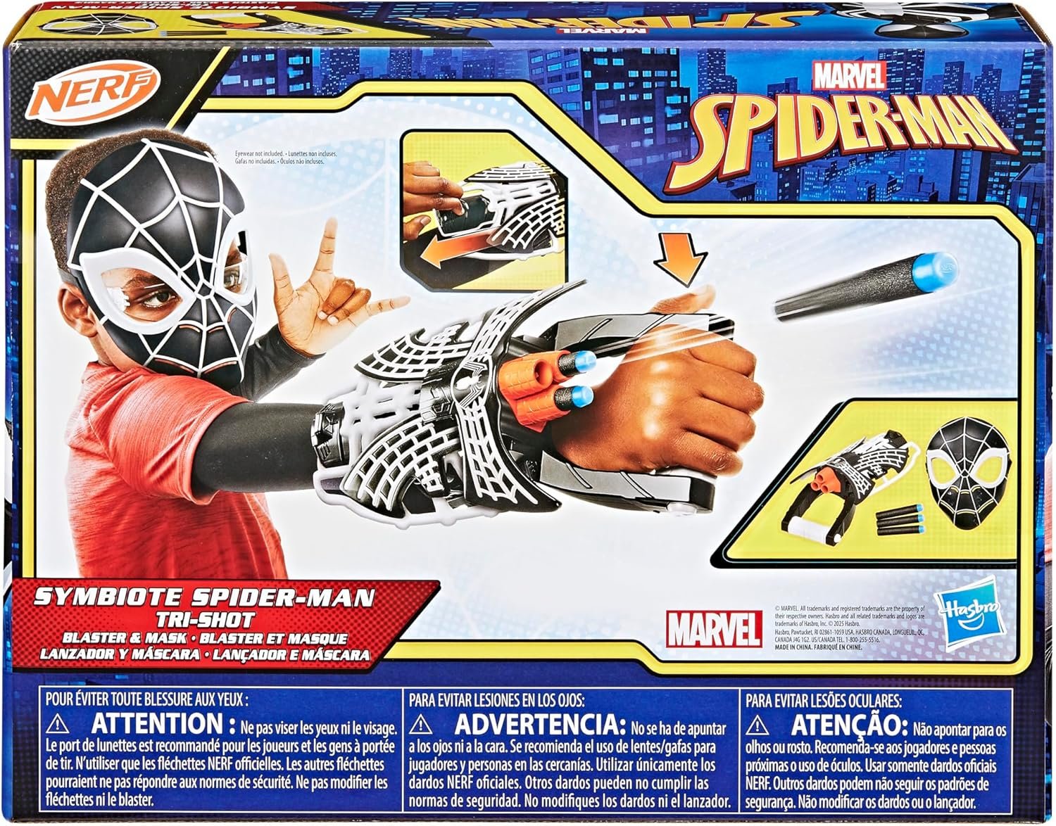 SPIDER-MAN Marvel Symbiote Tri-Shot Blaster & Mask, Role Play Gauntlet & Mask for Costume Additions, Super Hero Toys, Kids, Ages 5+ - Image 11