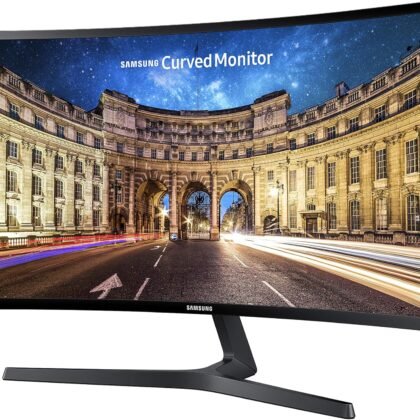 SAMSUNG 23.5” CF396 Curved Computer Monitor, AMD FreeSync for Advanced Gaming, 4ms Response Time, Wide Viewing Angle, Ultra Slim Design, LC24F396FHNXZA, Black