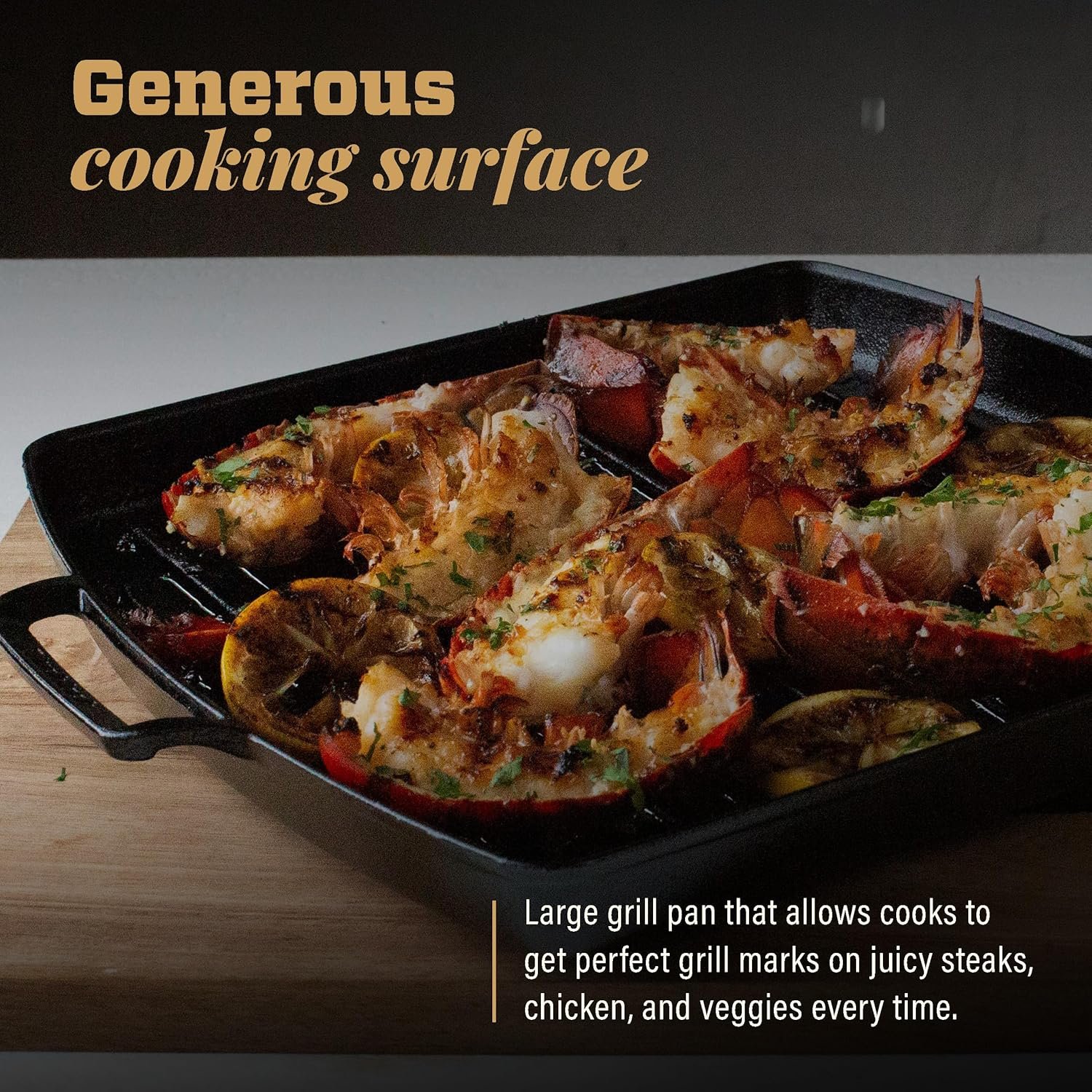 Lodge Blacklock 12 Inch Triple Seasoned Cast Iron Grill Pan - Lightweight Design - Natural, Non Stick Pans - Cast Iron Square Grill Pan - Lasts 100 Years - Image 4