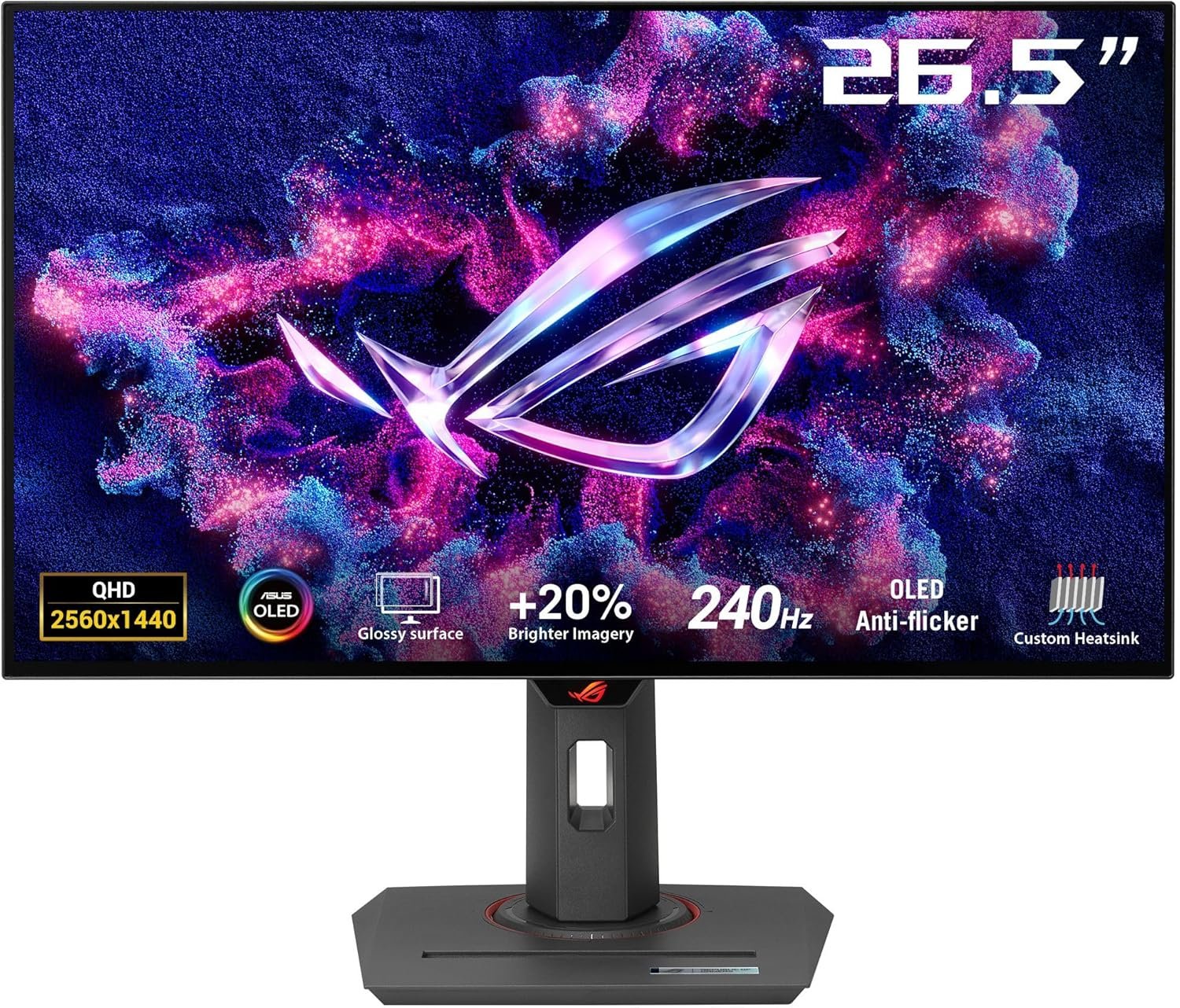 ASUS ROG Strix 27” 1440P OLED Gaming Monitor (XG27AQDMG) - QHD, Glossy OLED, 240Hz, 0.03ms, Custom Heatsink, Anti-flicker,Uniform Brightness, G-SYNC Compatible, 99% DCI-P3, DisplayWidget, 3yr warranty