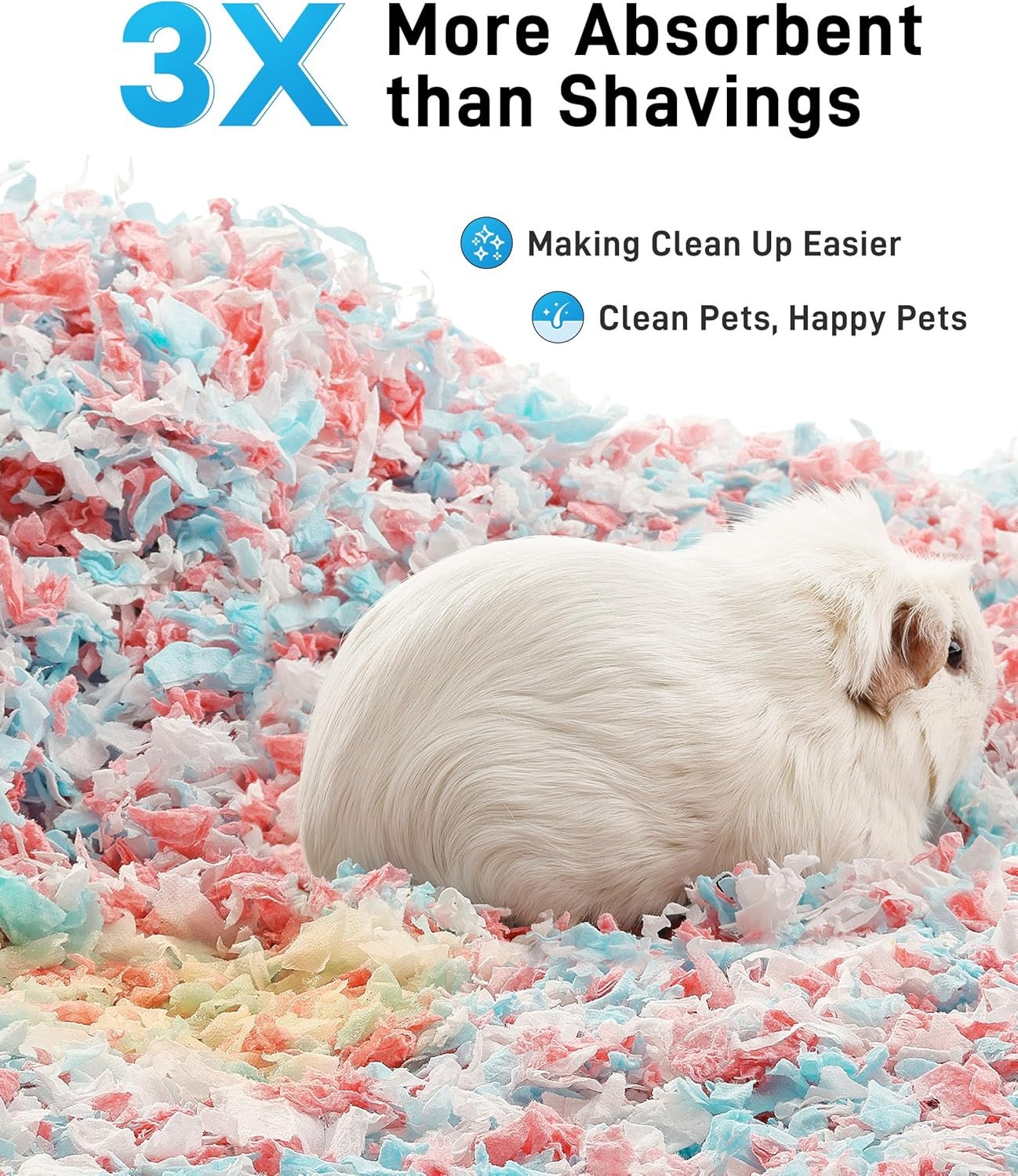 BUCATSTATE Hamster Bedding 50L, 99% Dust-Free Guinea Pig Bedding Odor Control Paper Bedding, Cozy Small Animal Bedding for Rabbit Rat Syrian Dwarf Hamsters Gerbils (Confetti) - Image 4