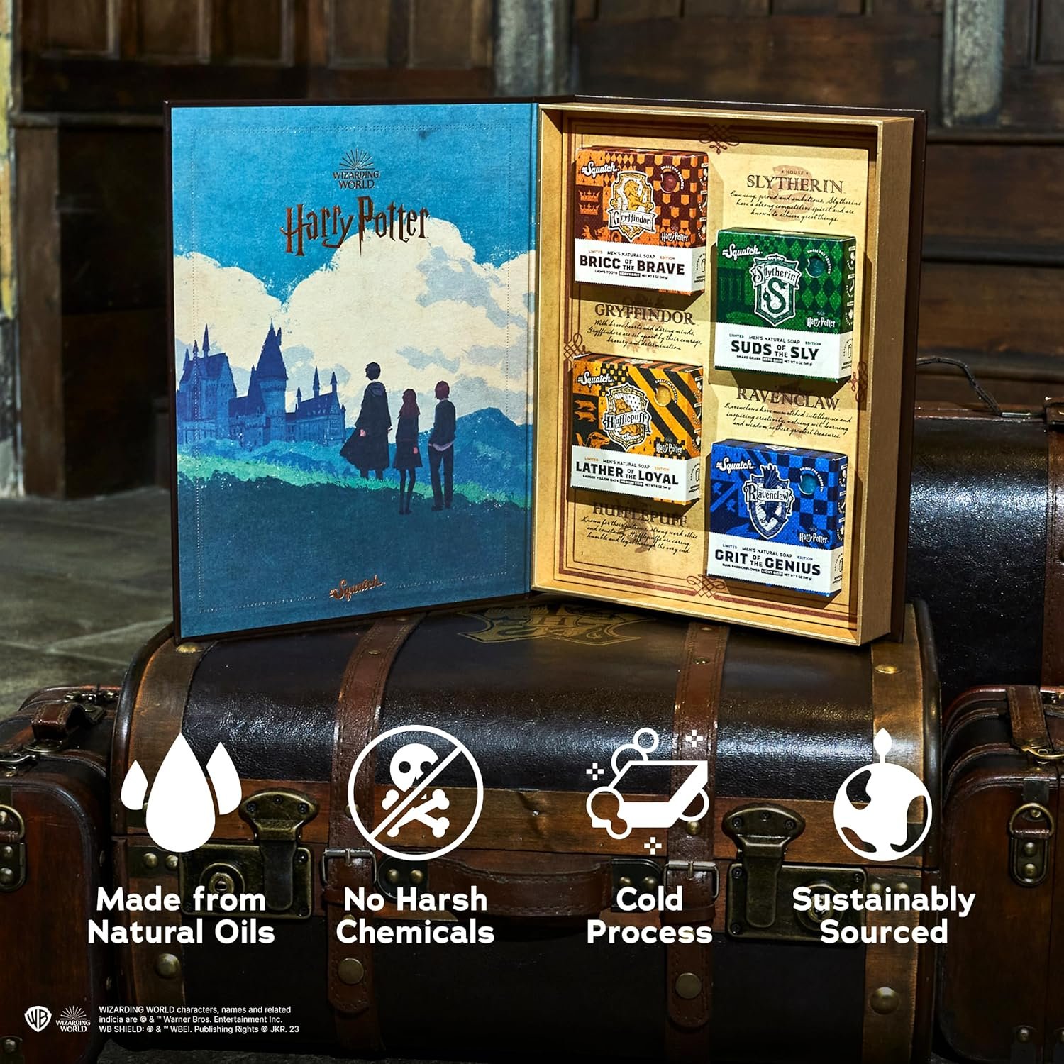 Dr. Squatch Harry Potter Collection with Collector's Box - Men's Natural Bar Soap 4 Pack Bundle and Collector's Box - Soap inspired by Gryffindor, Slytherin, Ravenclaw, and Hufflepuff - Image 2