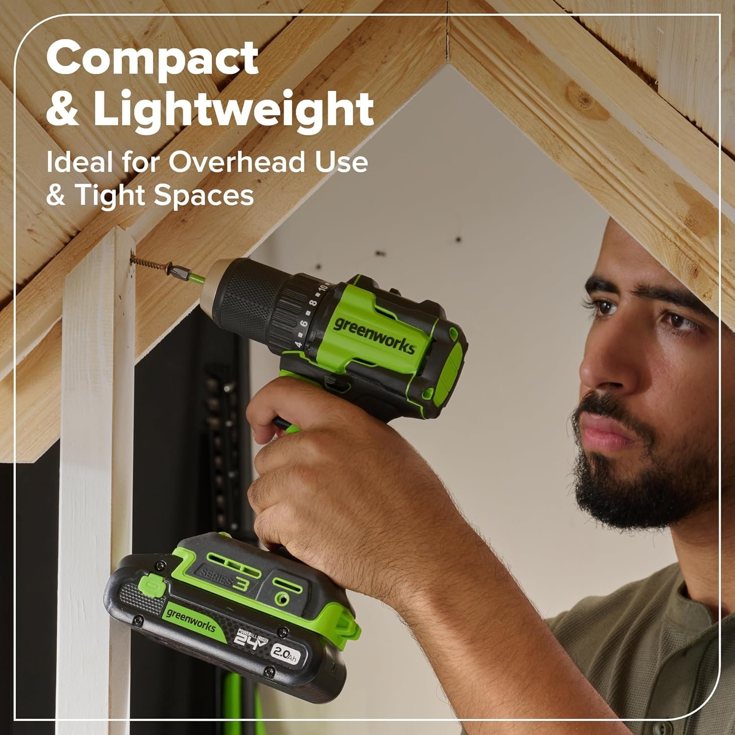 GREENWORKS 24V (4-TOOL) Combo (1/2” Drill + 1/4” Impact Driver + 6.5” Circular Saw + 200Lm Flashlight), 4.0Ah + 2.0Ah Batteries (24,000mAh Power Bank), (2) Braided Cables, 65W Rapid Charger - Image 12