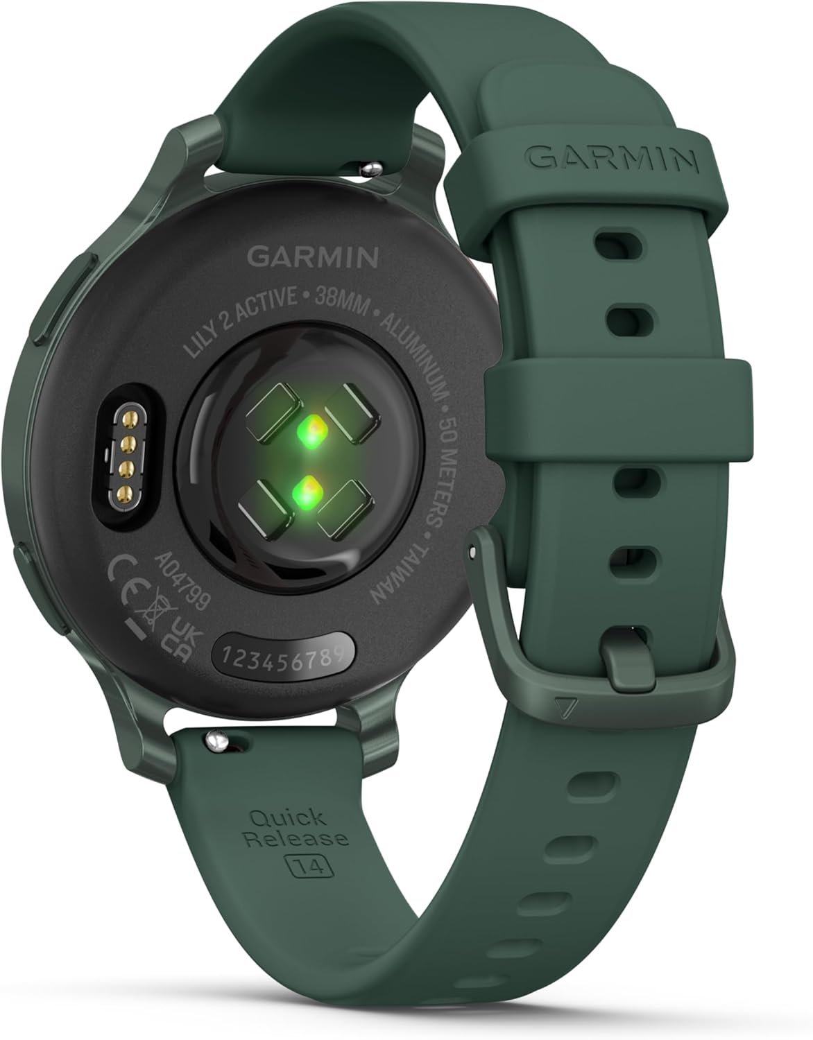 Wearable4U Garmin Lily 2 Active, Jasper Green with Jasper Green Silicone Band, Smartwatch, Built-in GPS, Hidden Display, Patterned Lens, Up to 9 Days Battery Life w Black Earbuds Bundle - Image 7