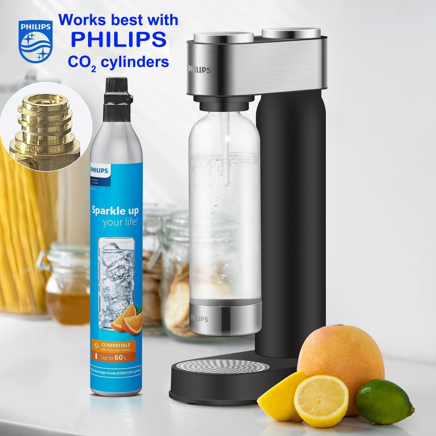 Philips Sparkling Water Maker, Soda Streaming Machine with Quick Twist Bottle, 1L BPA free PET Carbonating Bottle, Soda Maker Compatible with 60L CO2 Carbonator (NOT Included), ADD4902BKOQ/37 - Image 7