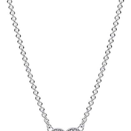 PANDORA Sparkling Infinity Heart Collier Necklace - 3 Adjustable Lengths - Stunning Jewelry for Women - Sterling Silver with Clear Cubic Zirconia - 19.7"