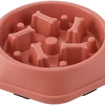 Slow Feeder Anti Gulp Easy Digestion Feeder Bowl (Pink, Medium)