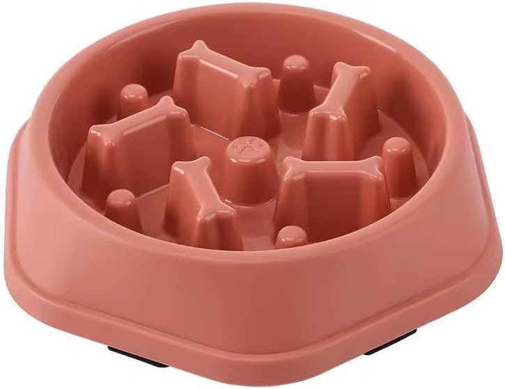 Slow Feeder Anti Gulp Easy Digestion Feeder Bowl (Pink, Medium)