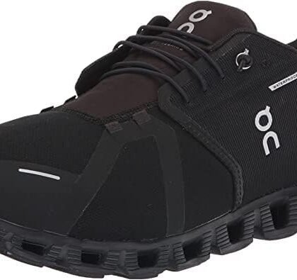 On Men's Cloud 5 Waterproof Sneakers, Black/Black, 9