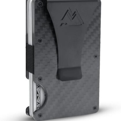 Mountain Voyage Co Minimalist Wallet for Men & Women - Slim RFID Wallet, Scratch Resistant, Credit Card Holder & Money Clip, Easily Removable Money & Cards, (Matte Carbon Fiber)