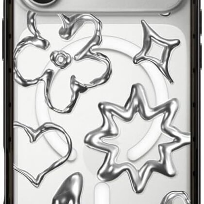CASETiFY Compact iPhone 17 Pro Max Case [Slim and Sleek/Compatible with Magsafe / 4 ft. 2X Military Grade Drop Protection] - Chrome Doodles - Clear Black