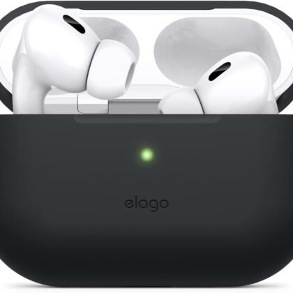 elago Compatible with AirPods Pro 2nd Generation Case (2022), Protective Silicone Case Compatible with Apple AirPods Pro 2, Front LED Visible, Supports Wireless Charging [Black]