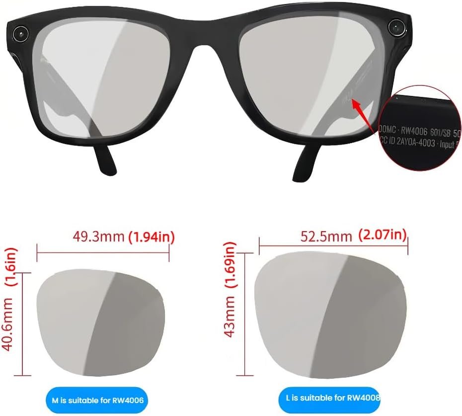 Replacement Lenses For Ray-Ban Meta RW4006 RW4008 50mm 53mm Smart Glasses Transition Lenses - Image 6