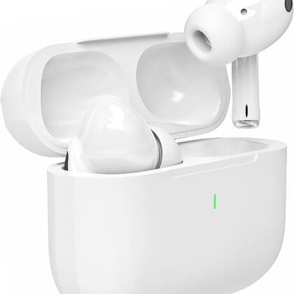 EOQIFJM True Wireless Earbuds Bluetooth 5.3 Mic Noise Cancelling IPX7 Waterproof Hi-Fi Stereo Sound Long Battery 40H Playtime Auto Pairing for iPhone Headphones pro,White