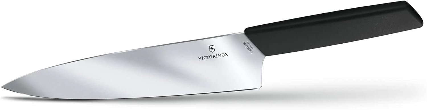 Victorinox Swiss Modern Chef's Knife - Kitchen Knife for Cutting Meat, Fruit & Vegetables - Premium Kitchen Accessories - Black Handle, 8" - Image 6
