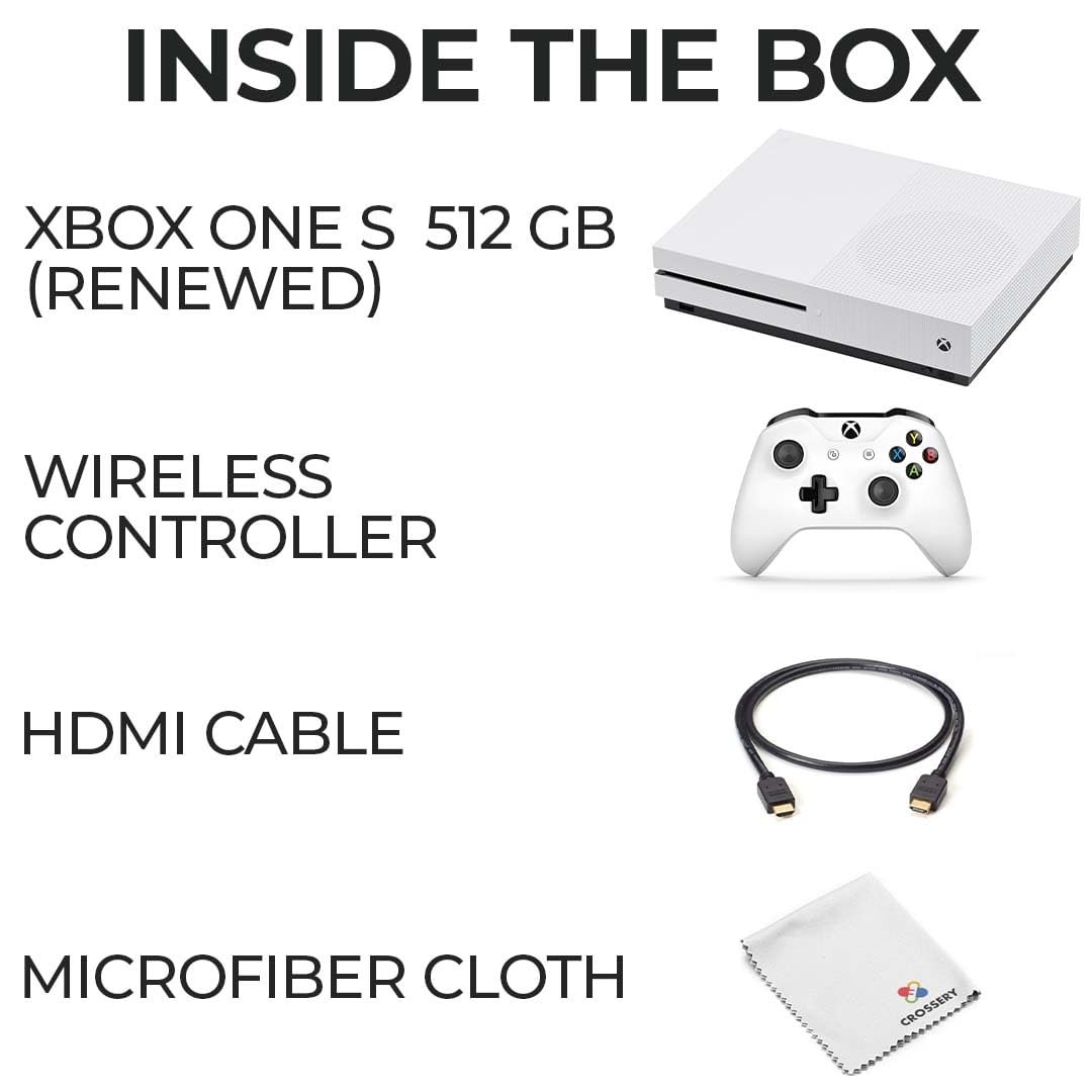 Zeust Xbox One S 512GB Console Bundle - Includes the Xbox One S 500 GB Console White, 1 Wireless Controller, HDMI Cable, and Microfiber Cloth - Compact Digital Gaming Kit (Renewed) - Image 7