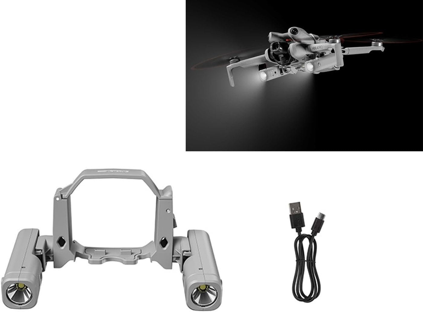 LICHIFIT Mini4 Pro Drone Searchlight Night Light for DJI Mini 4 Pro Rechargeable Dual Light 360° Rotation Multiple Modes Night Flight Light