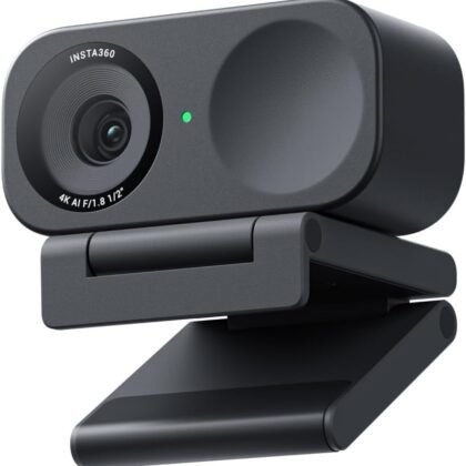 Insta360 Link 2C - 4K Webcam for PC/Mac, 1/2" Sensor, Auto Framing, HDR, AI Noise-Canceling Mic, Gesture Control for Streaming, Video Calls, Gaming, Works with Zoom, Teams, Black