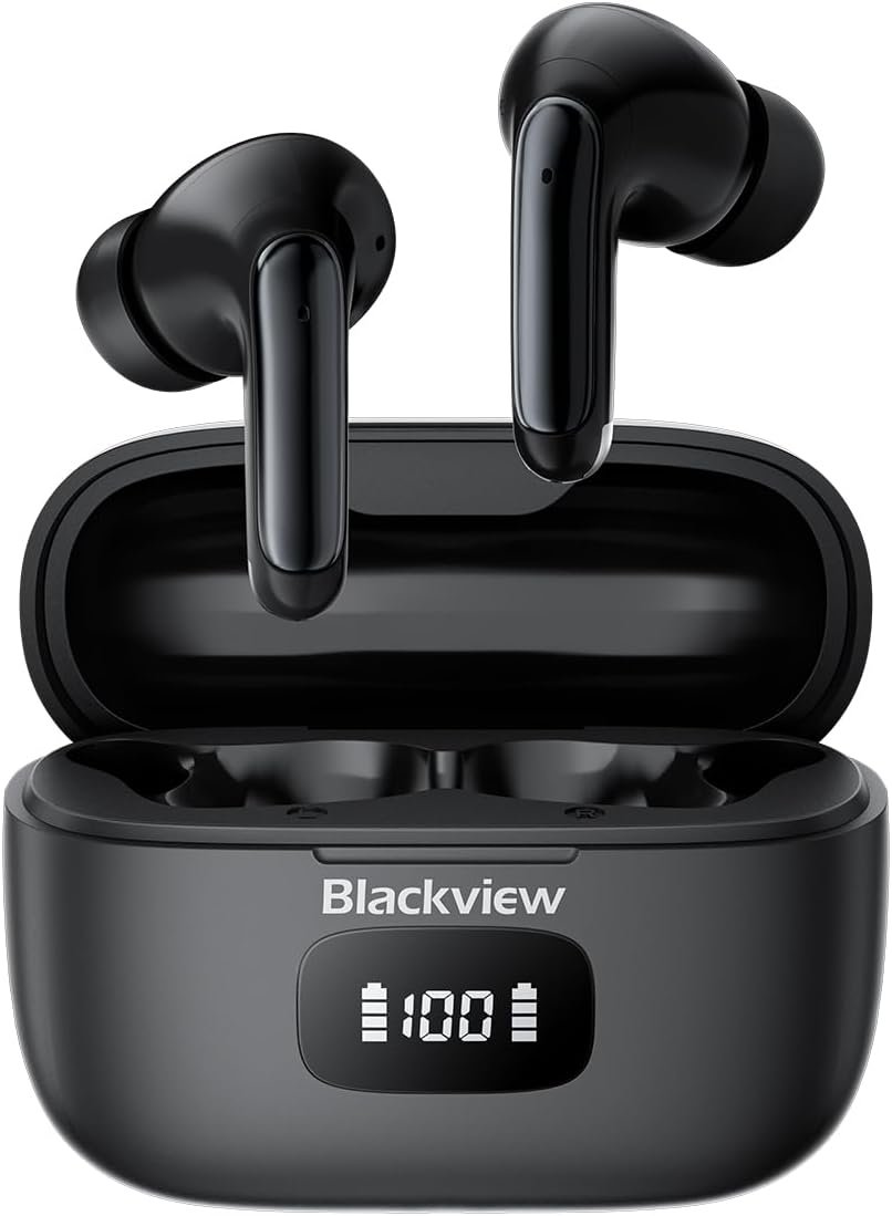 Blackview Wireless Earbuds, 2025 Bluetooth 5.3 Headphones, 56Hrs Hi-Fi Stereo Deep Bass Earphones with 4 ENC Noise Cancelling Mics, IPX7 Waterproof Ear Buds for iPhone Android Phones Laptop