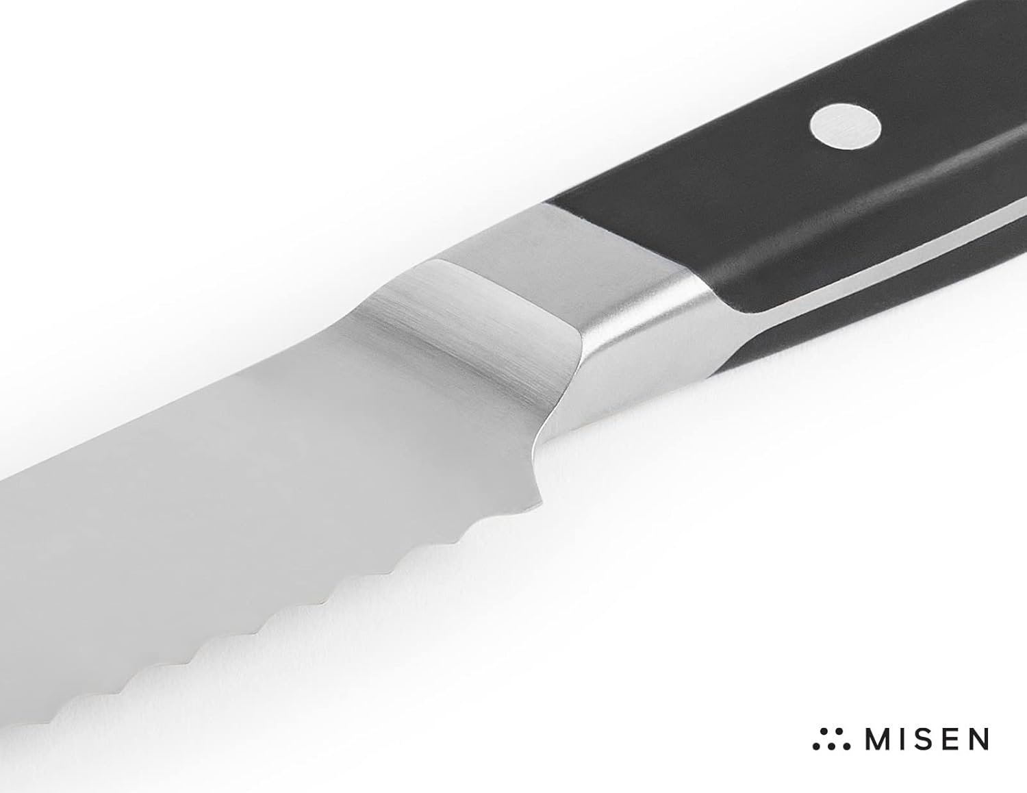 Misen Serrated Bread Knife - High-Carbon Japanese AUS8 Steel - Perfect for Soft Foods, Bread, Pastries, and Fruits - Verstatile Slicer, Razor-Sharp Edge, Durable Blade, Ergonomic Handle - 5", Black - Image 9