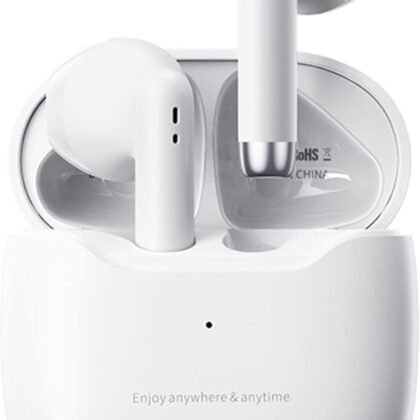 True Wireless Earbuds White Bluetooth 5.3 with Microphone for Working Out Noise Canceling Blue Tooth Ear Buds Deep Bass TWS Wireless Earphones with Charging Case in Ear Headphone for iPhone Android