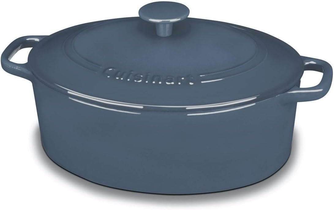 Cuisinart Chef's Classic Enameled Cast Iron Oval Covered Casserole (Provencial Blue, 5.5-Quart)