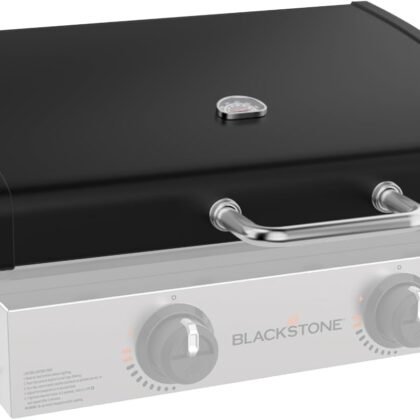 Upgrade Hinged Lid Hood for Blackstone 1666 22 Inch Tabletop Omnivore Griddle (2024 Model) Powder Coated Steel Griddle Hard Cover for Blackstone 2203 Griddle with Handle & Thermometer