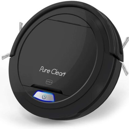 SereneLife Robot Automatic Vacuum Cleaner - Upgraded Lithium Battery 90 Min Run Time - Bot Self Detects Stairs Pet Hair Allergies Friendly Home Cleaning for Carpet Hardwood Floor - PUCRC26B, Black