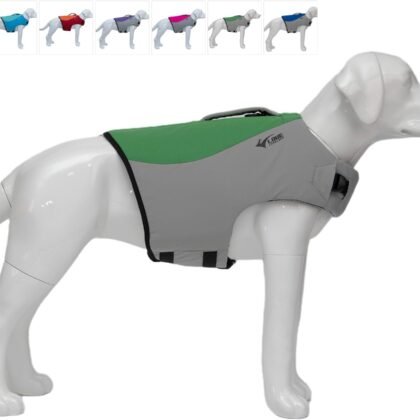 Dog Life Jacket, Sport Style Dog Float Coat with Excellent Buoyancy, Stylish Dog Swimming Safety Vest with Rescue Handle for Small Medium Large Dogs Green S