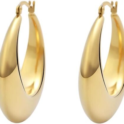 Edforce Stainless Steel Chunky Large Thick Rounded Tube Hoop Earrings