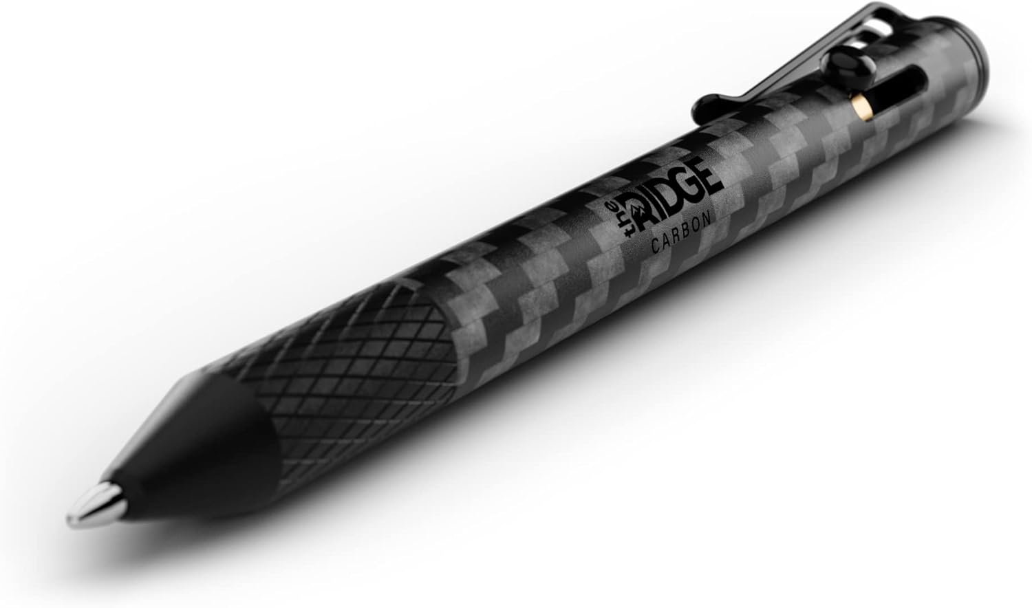 Ridge Bolt Action Pen - CNC Machined Everyday Carry Pen, Knurled Grip, Pressurized Refill, Manganese Spring Steel Clip, Compact Pocket EDC Pen with Schmidt EasyFlow 9000 (Carbon Fiber 3K)