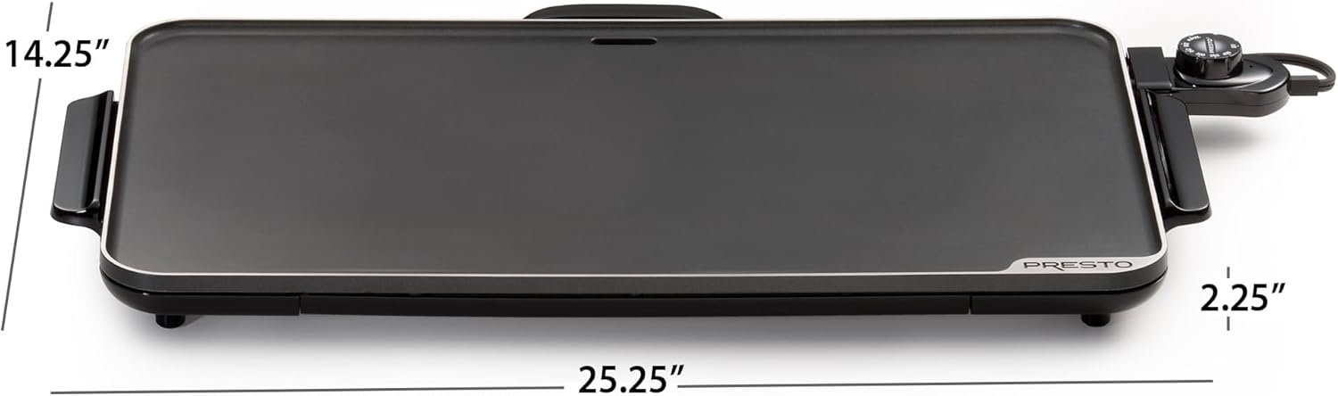 Presto 07072 22-Inch Extra Large Griddle, 22"x 13", Low Profile Design, Ceramic Nonstick, Black - Image 5