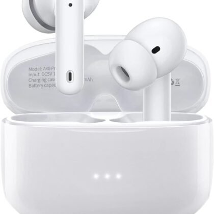 A40 Pro Wireless Earbuds, 50Hrs Playtime Bluetooth Earbuds Built in Noise Cancellation Mic with Charging Case, Bluetooth Headphones with Stereo Sound, IPX7 Waterproof Ear Buds for Phone